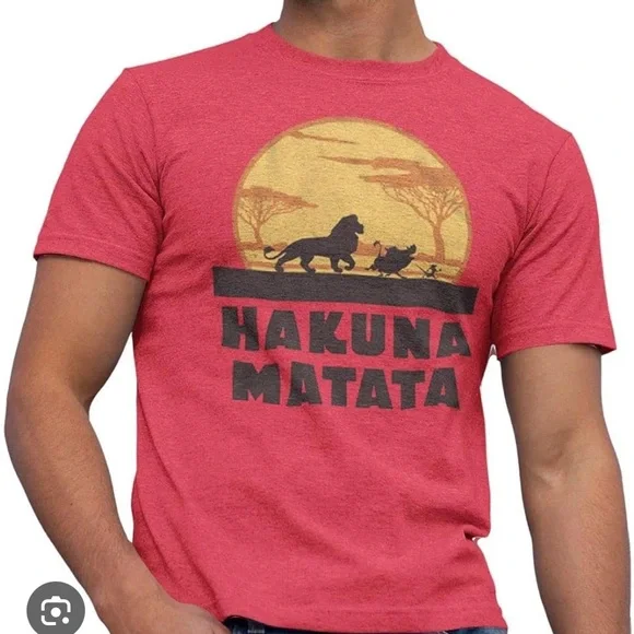 Disney Lion King "Hakuna Matata" Men's Red Heather Short Sleeve T-shirt XL - Picture 1 of 4